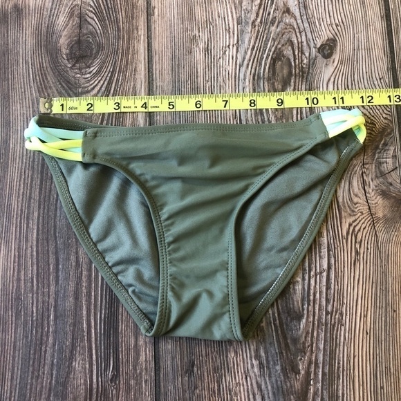 NWT Xhilaration Green Bikini Bottoms Woven Hips - Picture 3 of 7